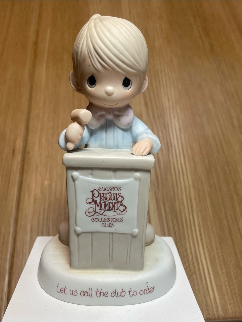 Vintage Precious Moments Figurine Let Us Call The Club To Order E-0303 1982